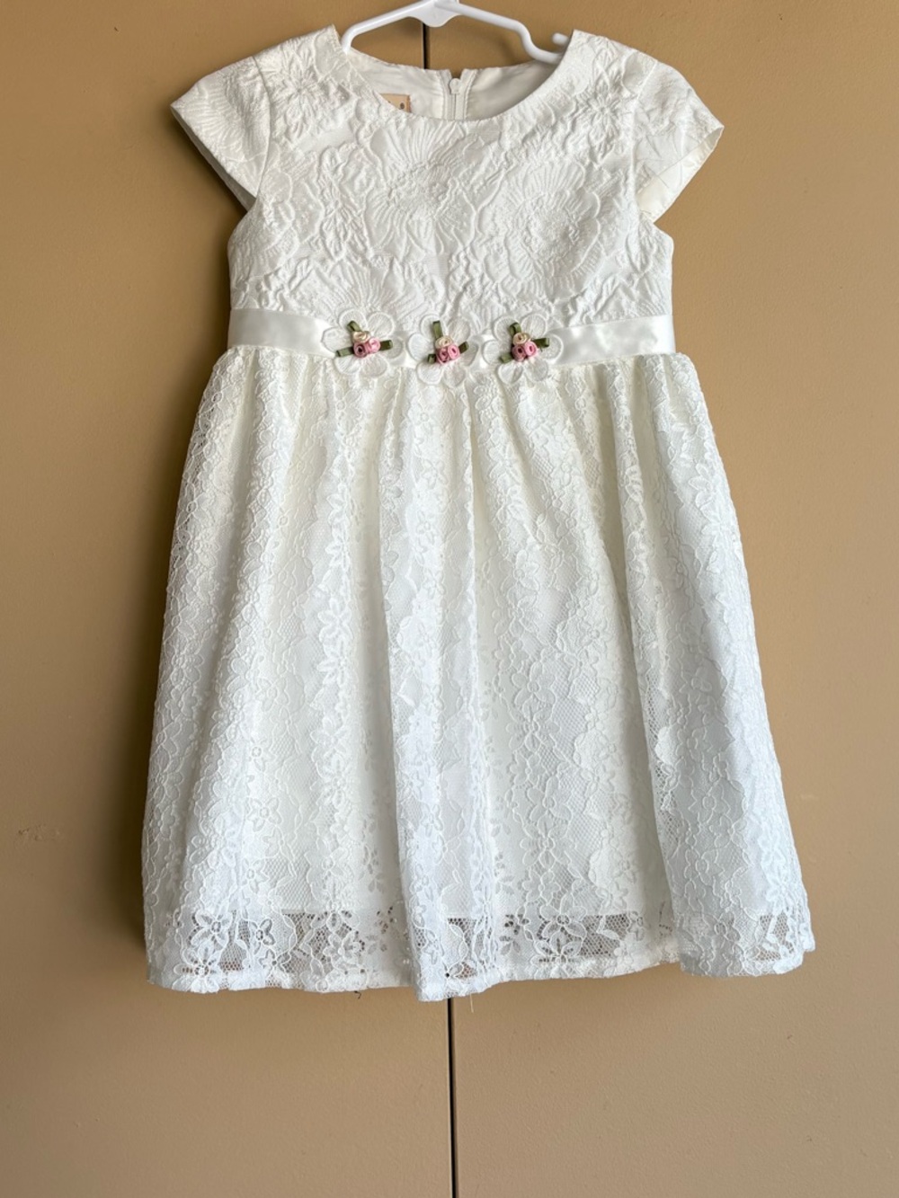 Purple Rose  girls white lace dress